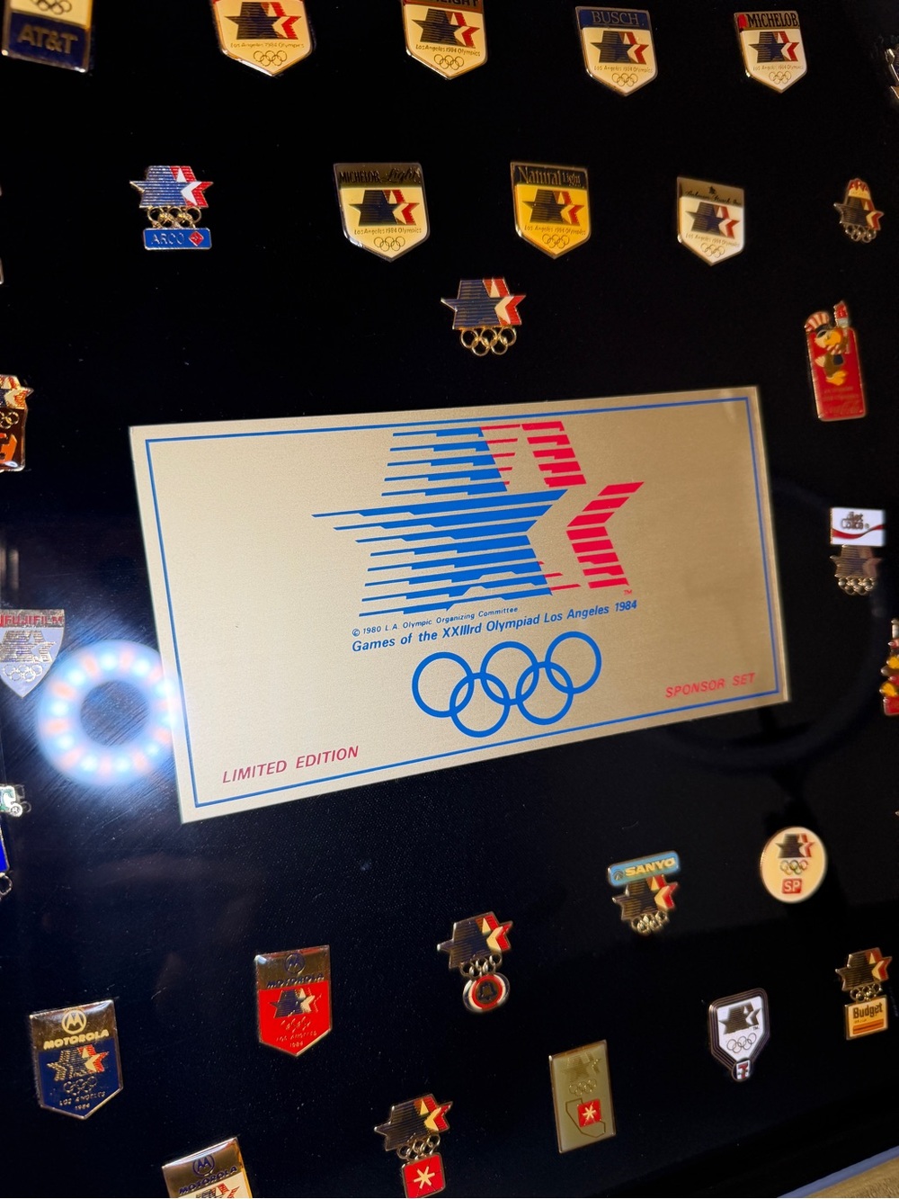 1984 Los Angeles Olympic Sponsor Pin Set Framed Limited Edition LA Olympics - Picture 2 of 7
